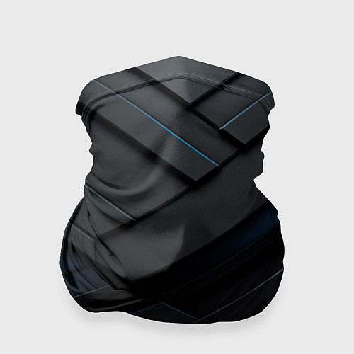Бандана Голубая неоновая полоса на черном / 3D-принт – фото 1