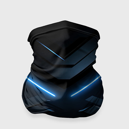 Бандана Синяя неоновая полоса на черном фоне / 3D-принт – фото 1