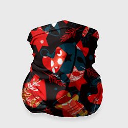 Бандана-труба Рождественские узоры красные, цвет: 3D-принт