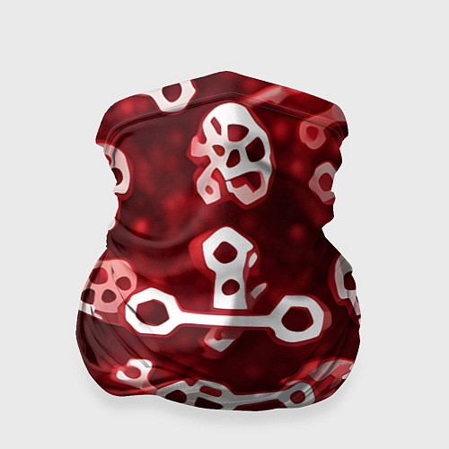 Бандана Белые черепки и кости на красном фоне / 3D-принт – фото 1