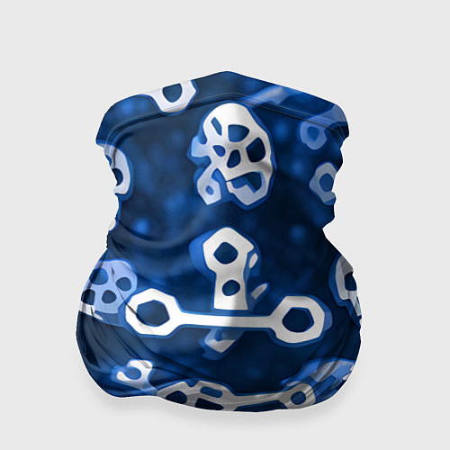 Бандана Белые черепки и кости на синем / 3D-принт – фото 1
