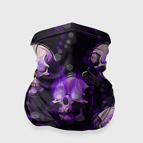 Бандана Фиолетовые черепа на зелёном фоне / 3D-принт – фото 1