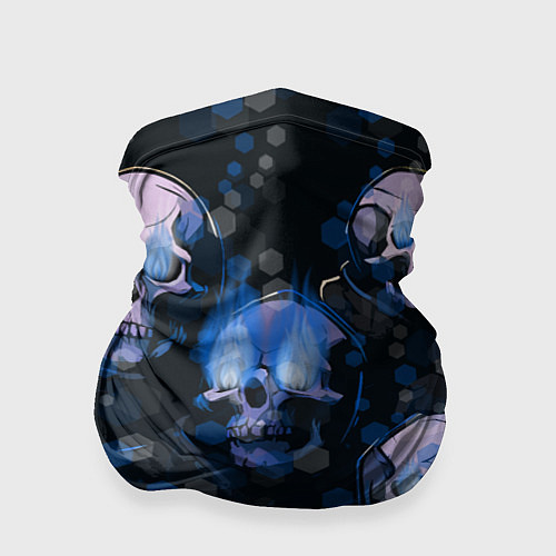 Бандана Синие черепа на чёрном фоне / 3D-принт – фото 1