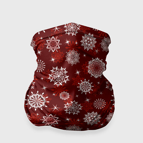 Бандана Snowflakes on a red background / 3D-принт – фото 1