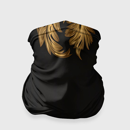 Бандана Золотые объемные листья на черном / 3D-принт – фото 1