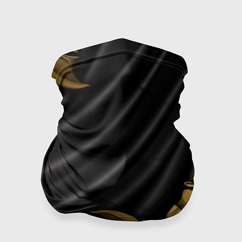 Бандана Лепнина золотые узоры на черной ткани / 3D-принт – фото 1