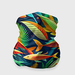 Бандана-труба Стая пестрых рыбок паттерн, цвет: 3D-принт