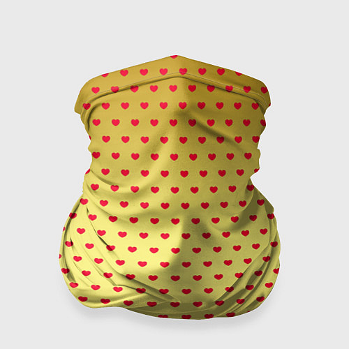 Бандана Красные сердечки на золотом фоне / 3D-принт – фото 1