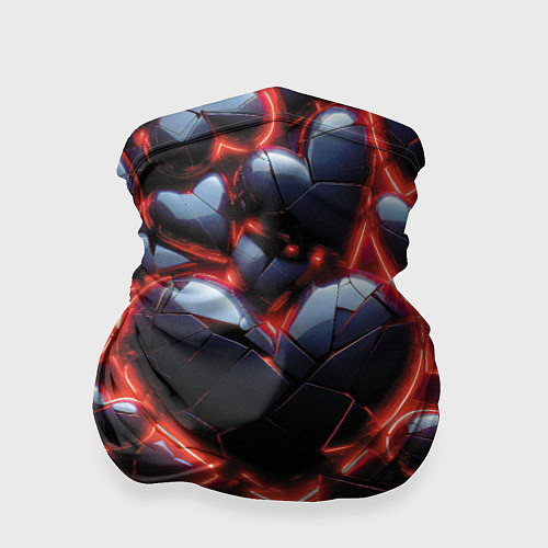 Бандана Разбитые сердца и красный неон / 3D-принт – фото 1