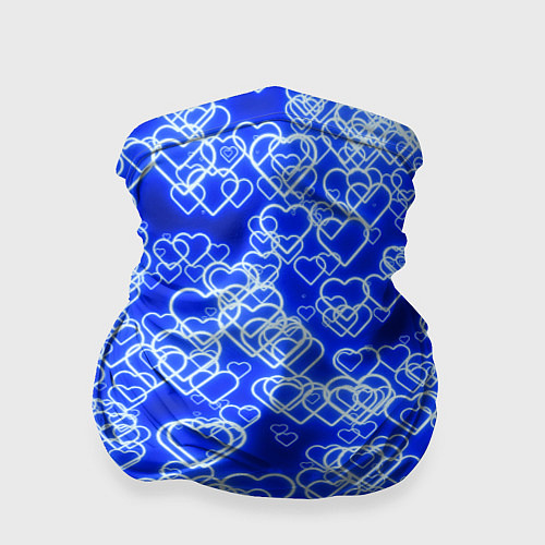 Бандана Неоновые сердечки синие / 3D-принт – фото 1