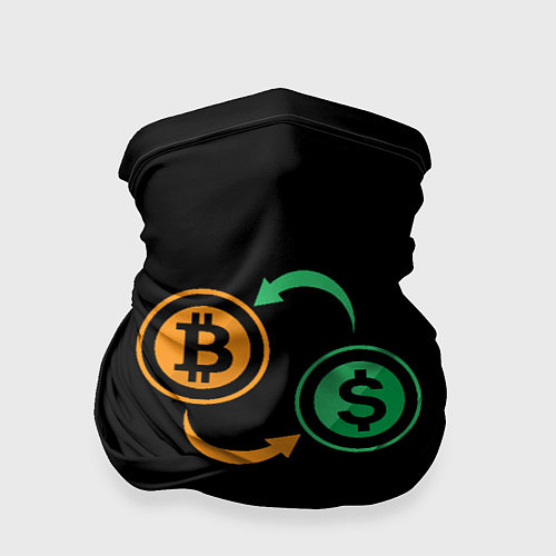 Бандана Криптовалюта биткоин и доллар / 3D-принт – фото 1