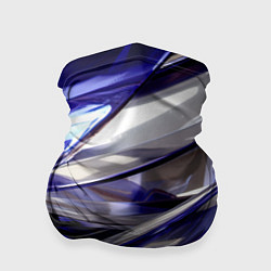 Бандана-труба Синие и белые полосы абстракции, цвет: 3D-принт