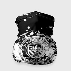 Бандана-труба Manchester City краски чёрно белые, цвет: 3D-принт