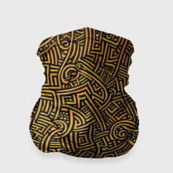 Бандана-труба Золотые узоры на черном фоне, цвет: 3D-принт