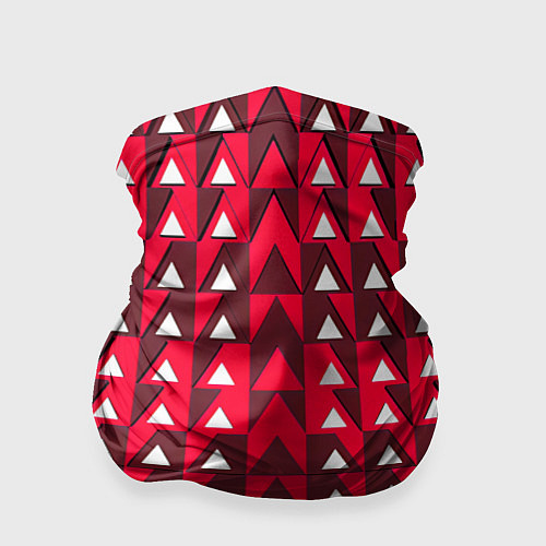 Бандана Белые треугольники на красном фоне / 3D-принт – фото 1