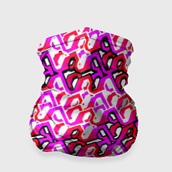 Бандана-труба Розовый узор и белая обводка, цвет: 3D-принт