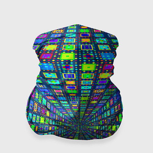 Бандана Абстрактный узор коридор из разноцветных квадратов / 3D-принт – фото 1