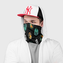 Бандана-труба Перья на черном фоне, цвет: 3D-принт — фото 2