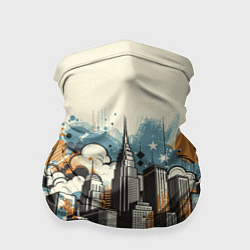 Бандана-труба Рисунок города с небоскребами, цвет: 3D-принт
