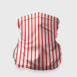 Бандана-труба Белый в красную полоску, цвет: 3D-принт