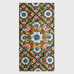 Бандана-труба Русские цветочные узоры красно-желтые, цвет: 3D-принт — фото 2