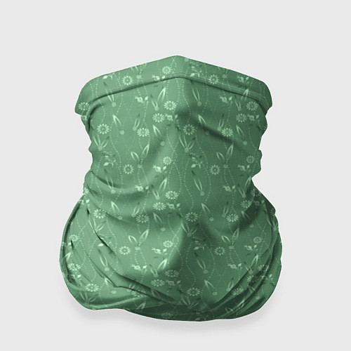 Бандана Яркий зеленый однотонный цветочный узор / 3D-принт – фото 1