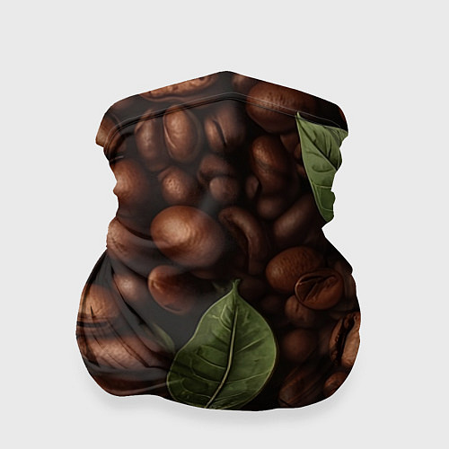 Бандана Кофейные зёрна с листьями / 3D-принт – фото 1