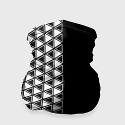 Бандана-труба Белые треугольники на чёрном фоне, цвет: 3D-принт