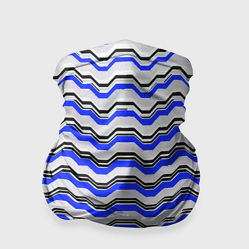 Бандана Black and blue stripes on a white background / 3D-принт – фото 1