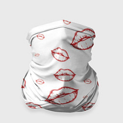 Бандана Паттерн красные губы на белом - lips classic