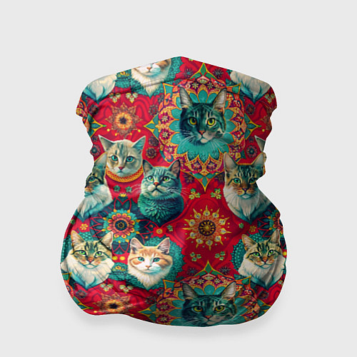 Бандана Мандала с кошачьим орнаментом / 3D-принт – фото 1