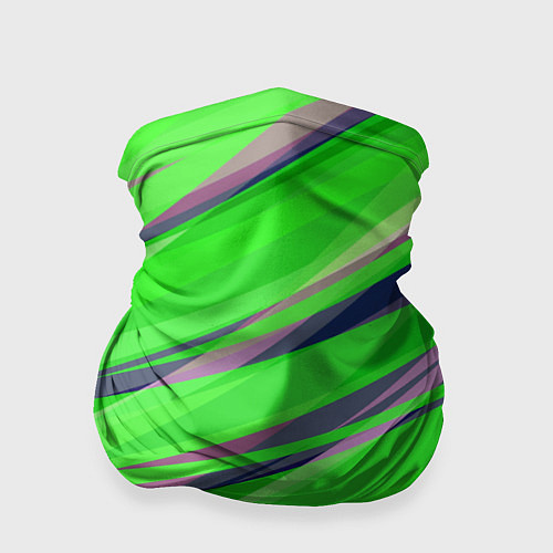 Бандана Зелёный и фиолетовый абстрактные полосы / 3D-принт – фото 1
