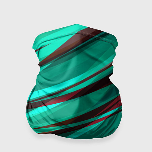 Бандана Бирюзовый и бордовый абстрактные полосы / 3D-принт – фото 1