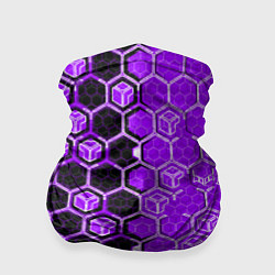 Бандана-труба Техно-киберпанк шестиугольники фиолетовый и чёрный, цвет: 3D-принт