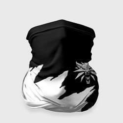 Бандана-труба Ведьмак белое лого краски, цвет: 3D-принт