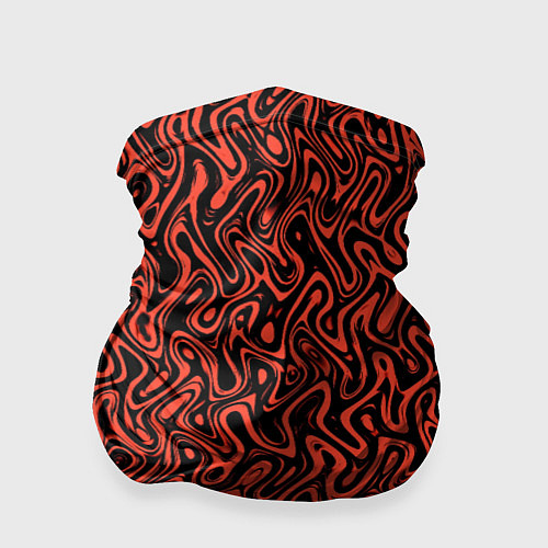 Бандана Чёрно-коралловый абстрактный узор / 3D-принт – фото 1