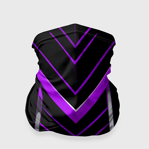 Бандана Фиолетово-серые полосы на чёрном фоне / 3D-принт – фото 1