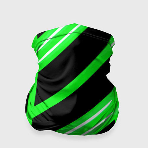 Бандана Чёрно-белые полосы на зелёном фоне / 3D-принт – фото 1
