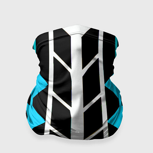 Бандана Blue and white lines on a black background / 3D-принт – фото 1