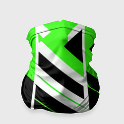 Бандана-труба Black and green stripes on a white background, цвет: 3D-принт