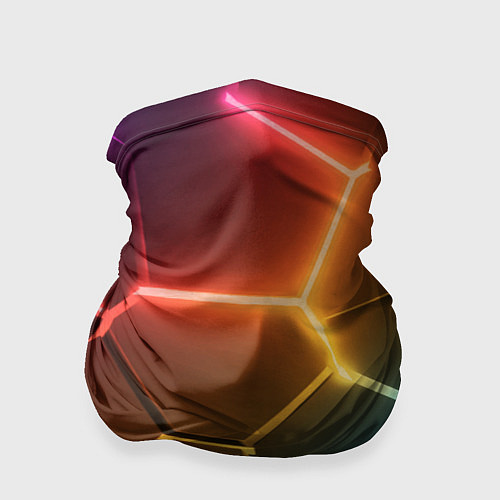 Бандана Радужные неоновые плиты в разломе / 3D-принт – фото 1