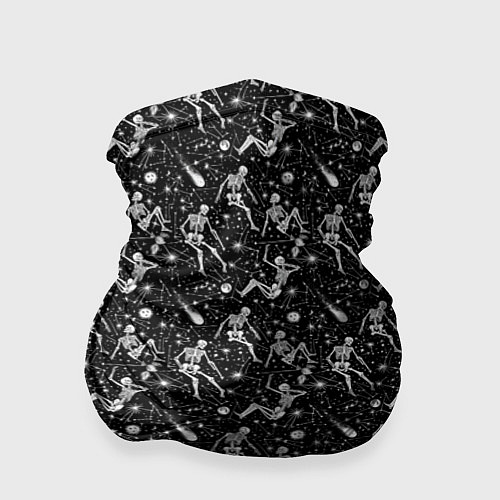 Бандана Скетч с изображением скелетов на черном фоне / 3D-принт – фото 1