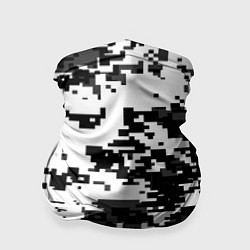 Бандана-труба Камуфляжные пиксели чёрно белый, цвет: 3D-принт
