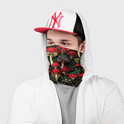 Бандана-труба Лесные красные грибы мухоморы - паттерн, цвет: 3D-принт — фото 2