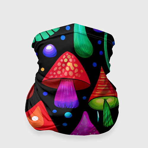 Бандана Неоновые мухоморы в горошек / 3D-принт – фото 1