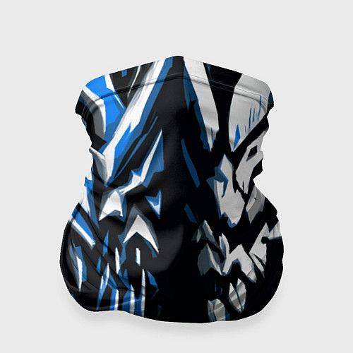 Бандана White and blue abstraction on a black background / 3D-принт – фото 1