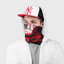 Бандана-труба Red stripes on a black and white background, цвет: 3D-принт — фото 2