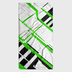 Бандана-труба Зелёно-чёрные полосы на белом фоне, цвет: 3D-принт — фото 2