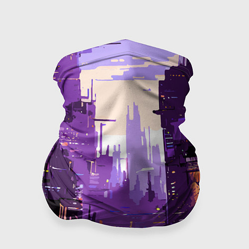 Бандана Киберпанк город фиолетовый / 3D-принт – фото 1