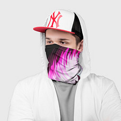 Бандана-труба Бело-розовые острые полосы на чёрном фоне, цвет: 3D-принт — фото 2